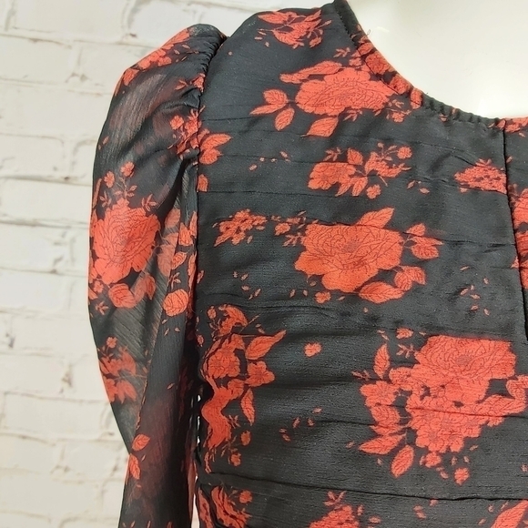 Zara floral black red blouse - Picture 2 of 8